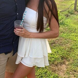 White strapless romper